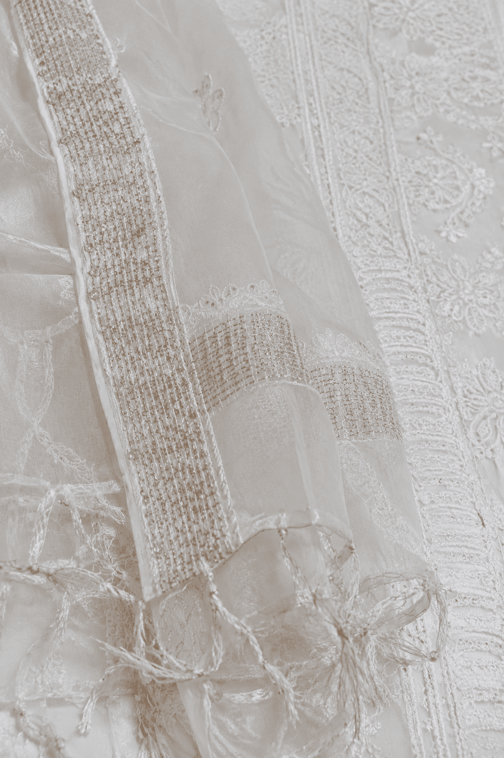 Ivory Dyeable Chanderi Chikankari Unstitched Suit Set - Image 4